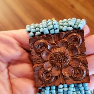 Soft Surroundings Bracelet wooden and turquoise